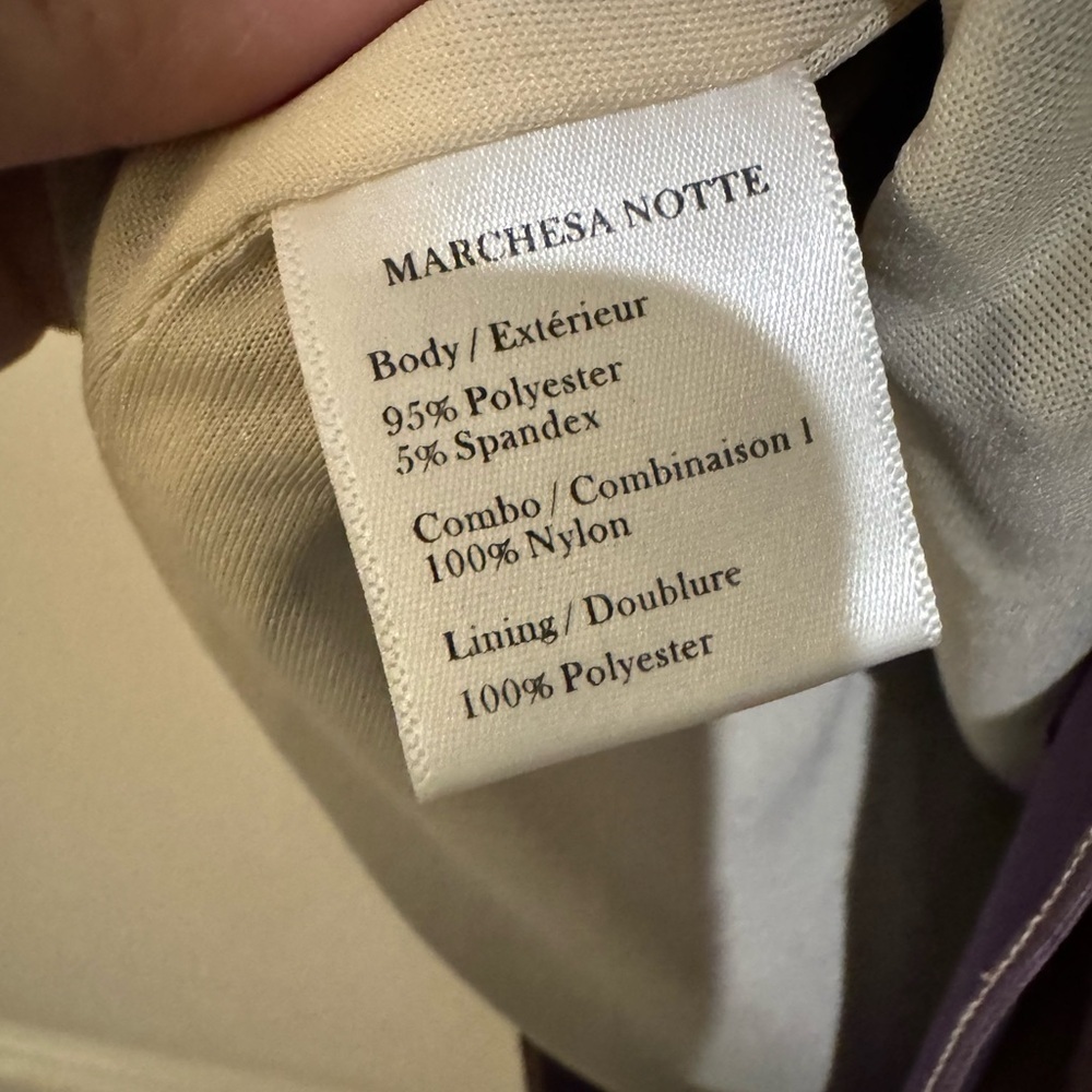 Marchesa Notte One Sleeve Lame Dress Purple Gold Metallic Size 6 Corset EUC - Picture 8 of 8